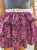 Gonna a balze con fiori Fuxia e nero