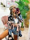 Cardigan con frange e cinta dettaglio Cipria