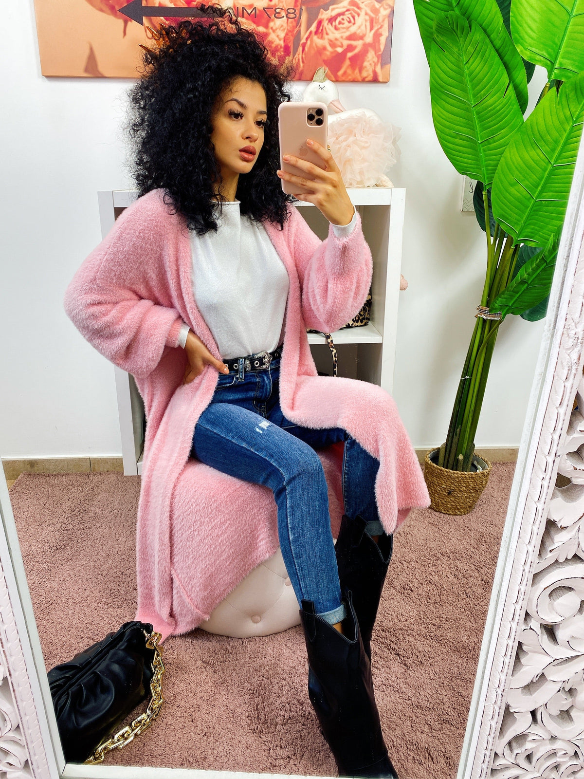 Cardigan lungo morbidissimo rosa
