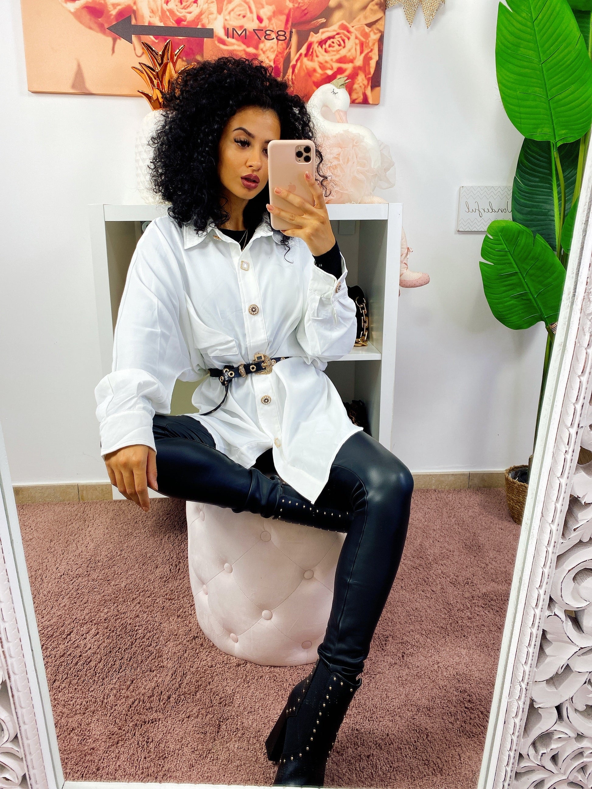 Camicione bianco con bottoni luxury
