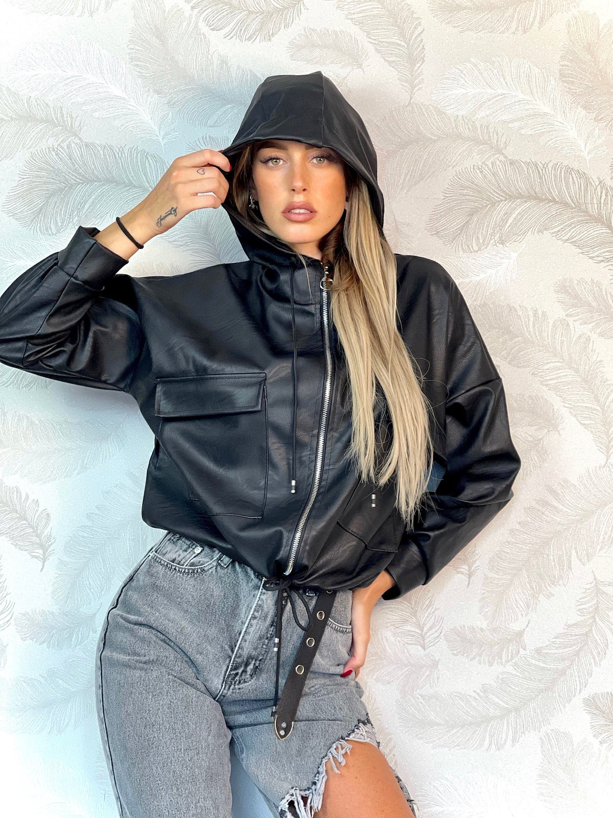 Giubbino in eco pelle nero