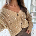 Cardigan con perle beige top Quality