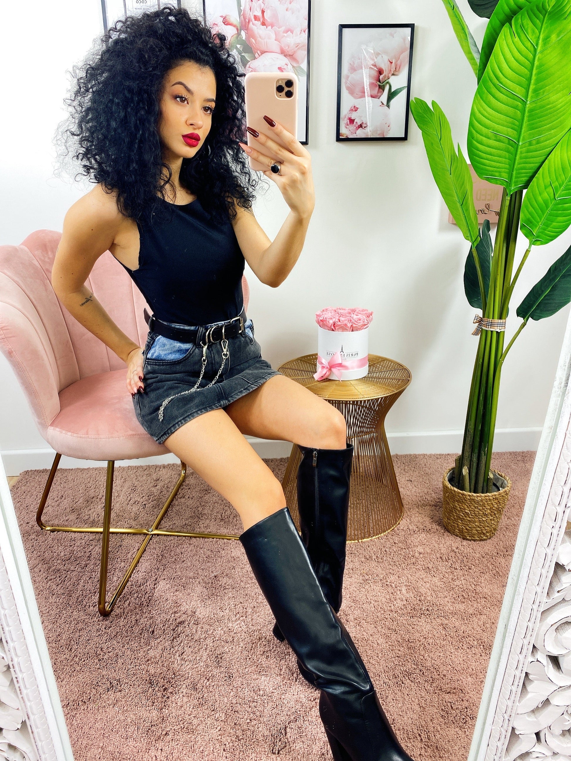 Gonna di Jeans compresa cintura Black