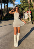 Completo top e gonna lurex silver