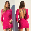 Abito a trecce schiena aperta Fuxia
