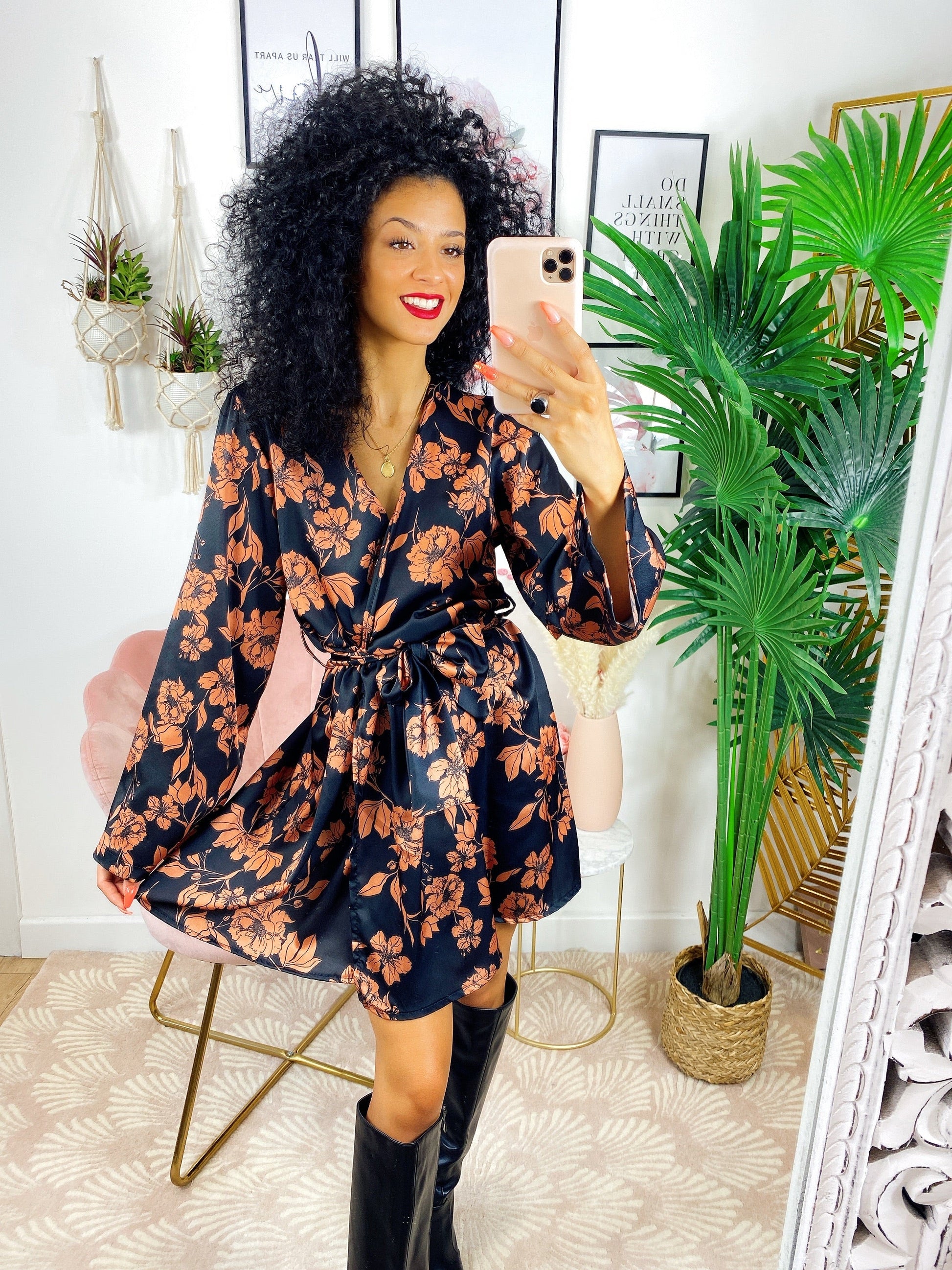 Abito a kimono fiori nude