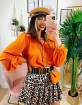 Camicia con bottoni gold arancio