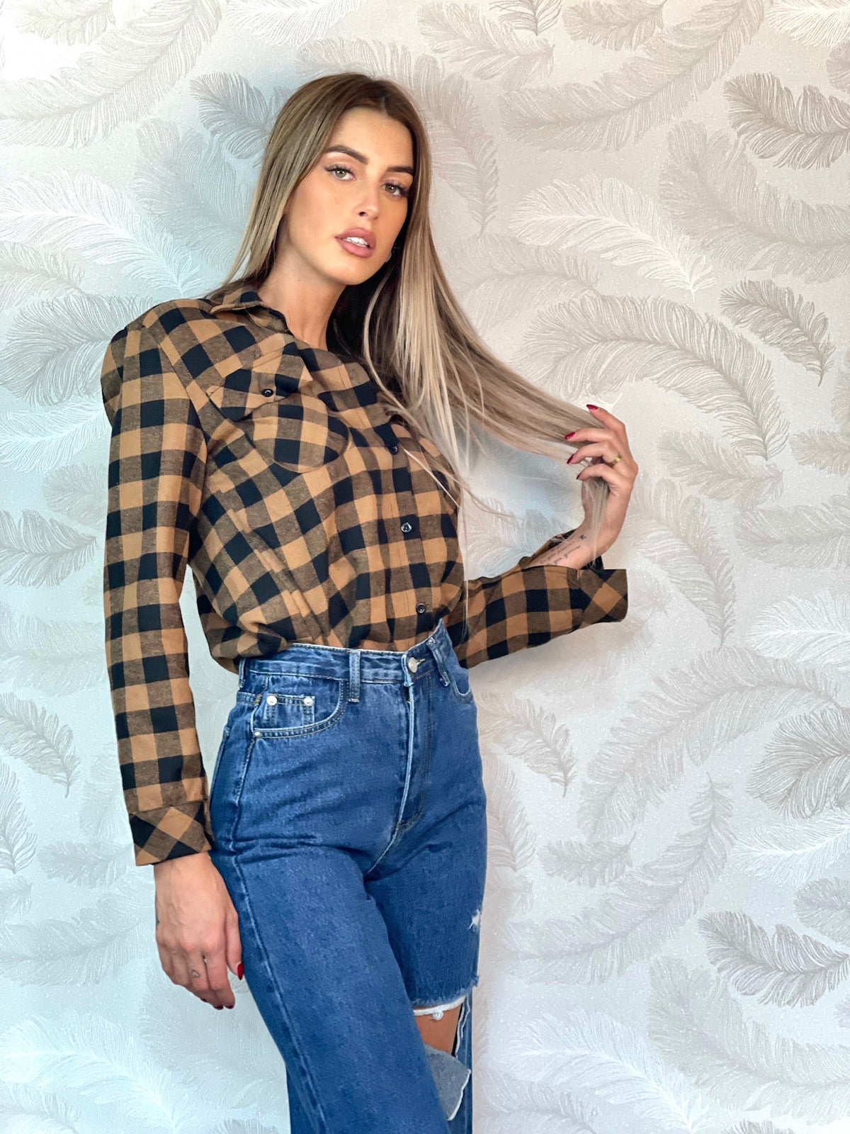Camicia a quadri Camel black