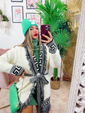 Cardigan con frange bianco nero