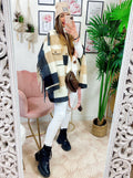Giacca a quadri Beige con frange