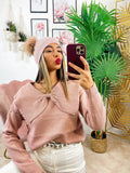 Maglione top quality collo a Camicetta e fiocco rosa