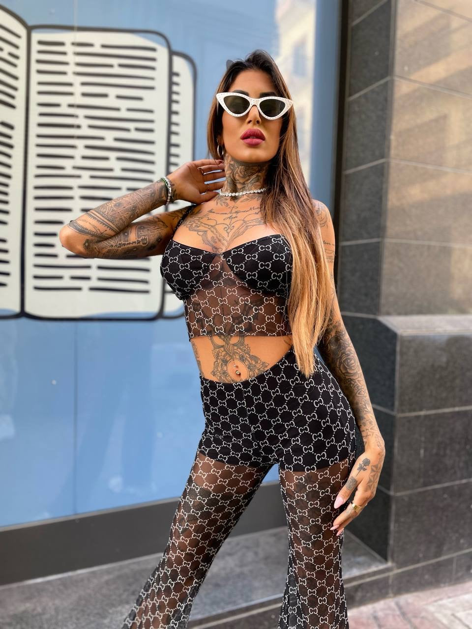 Completo top e pantalone a fantasia