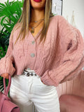 Maglione top quality rosa con gioiello in strass