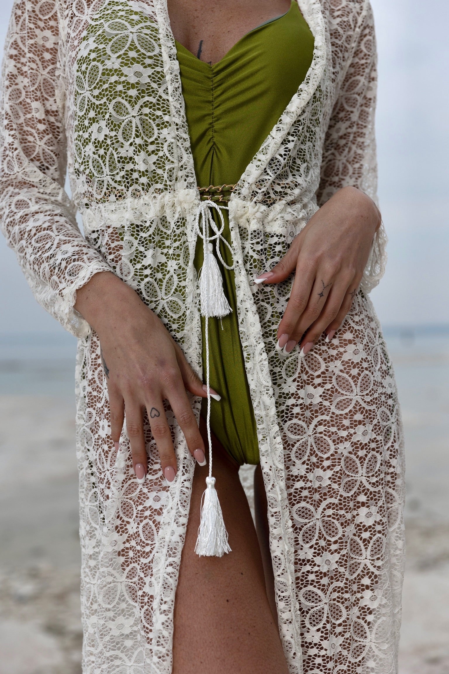 Kimono in pizzo bianco