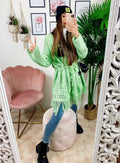 Cardigan sfrangiato verde mela