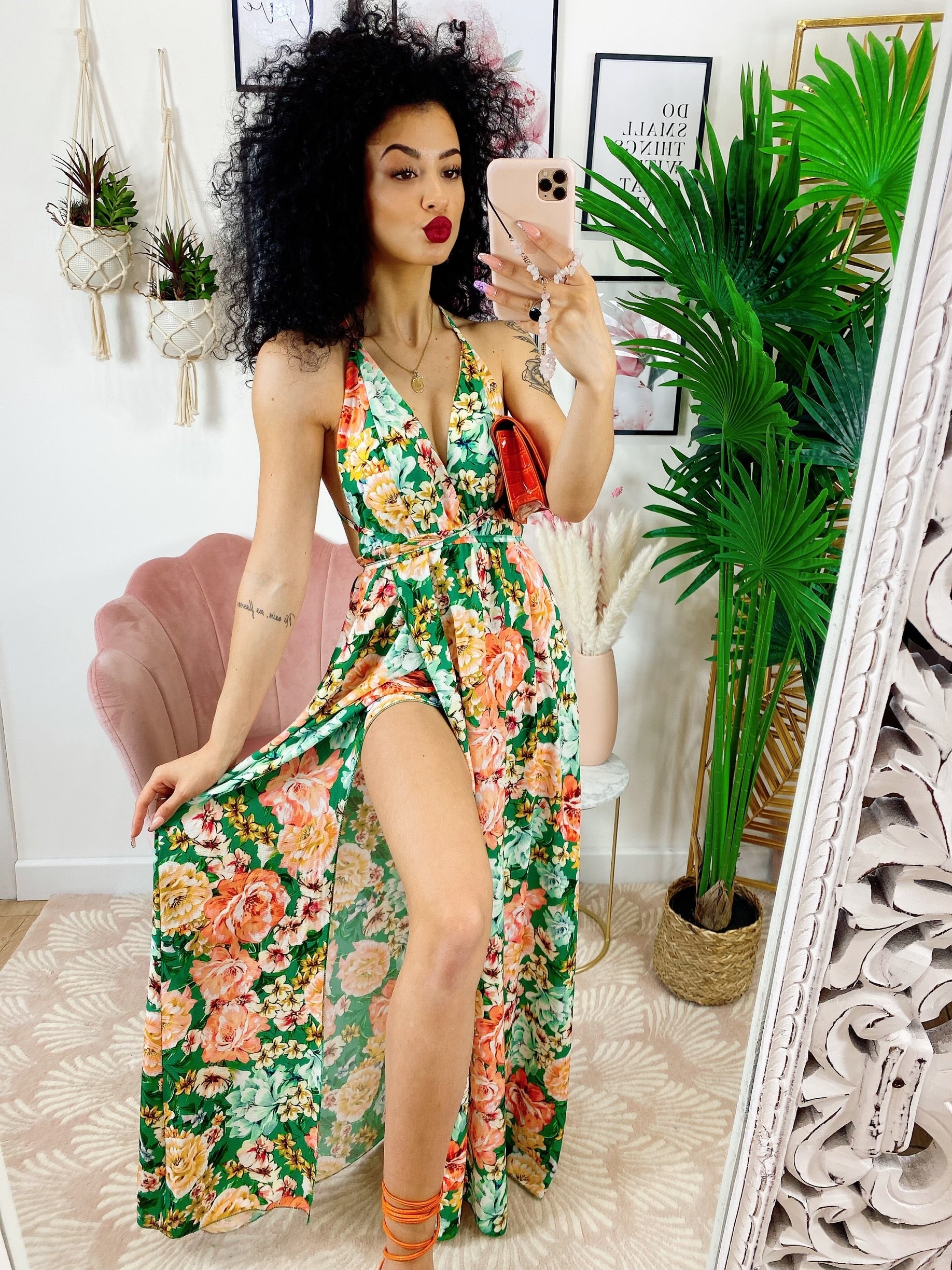 Dress Afrodite fiori arancio