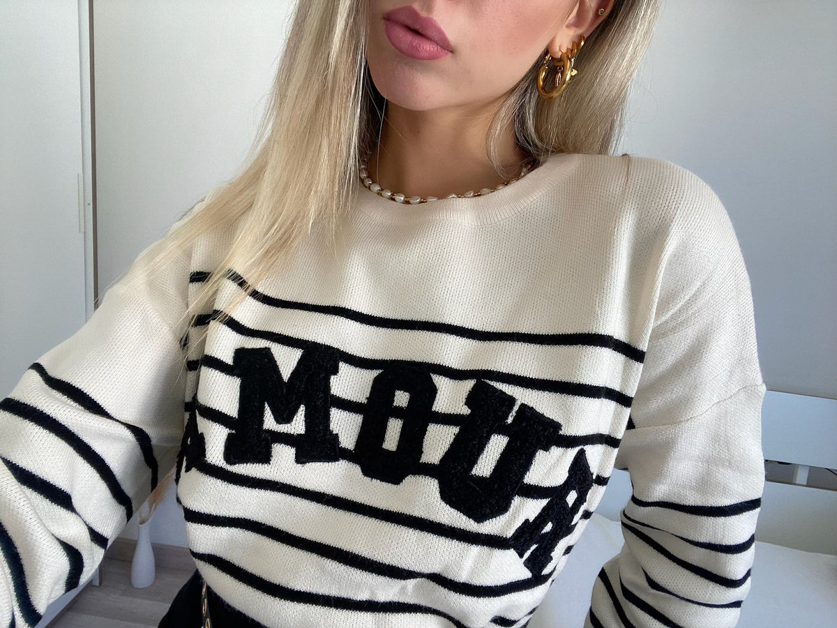 Maglione Amour bianco e nero