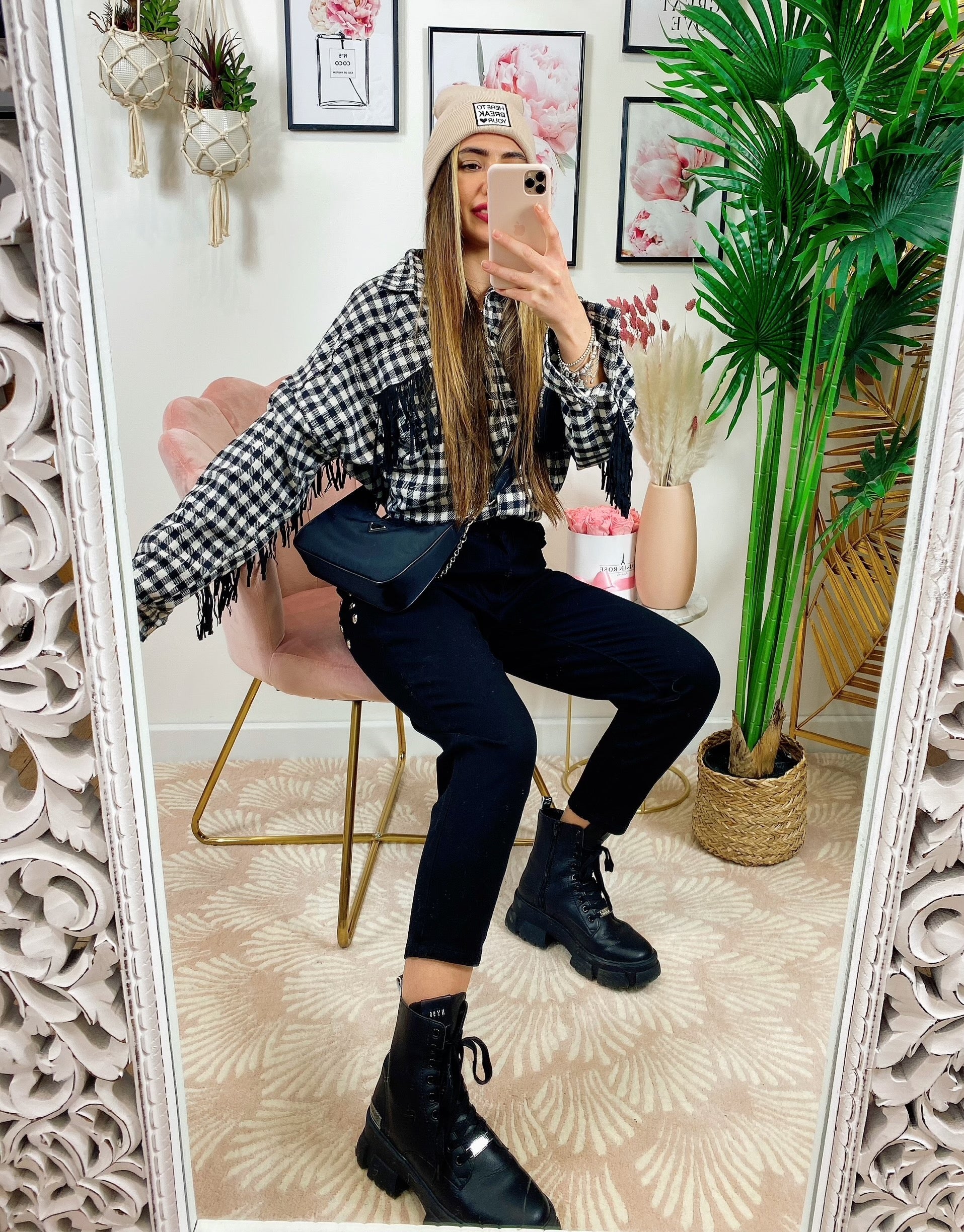 Jeans con borchie posteriori Nero