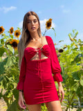 Abito rosso manica lunga con incrocio