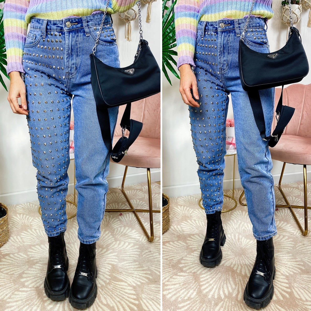 Jeans con borchie