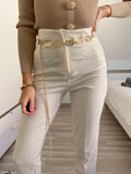 Pantalone vita alta panna
