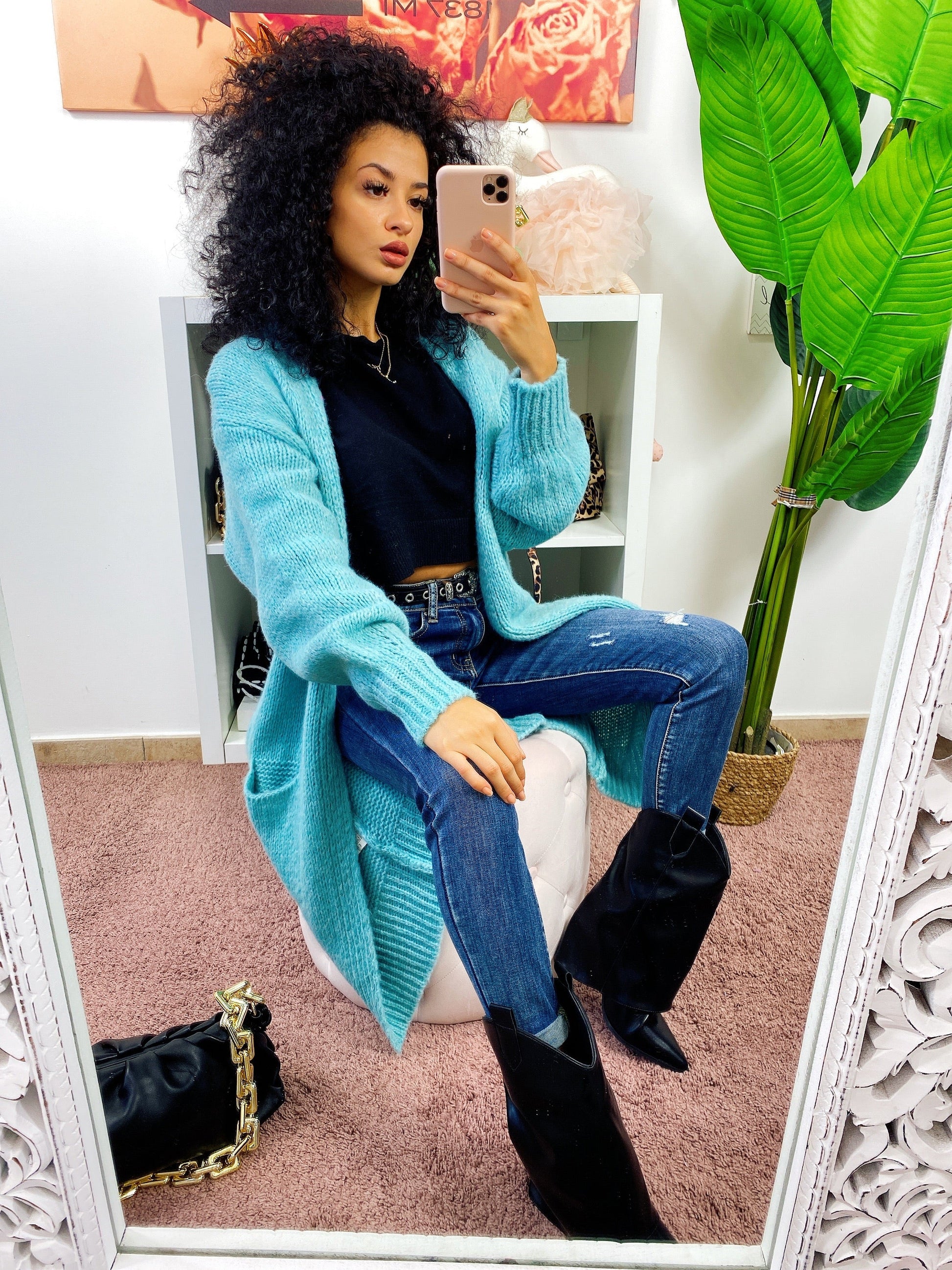 Cardigan lungo morbido tiffany