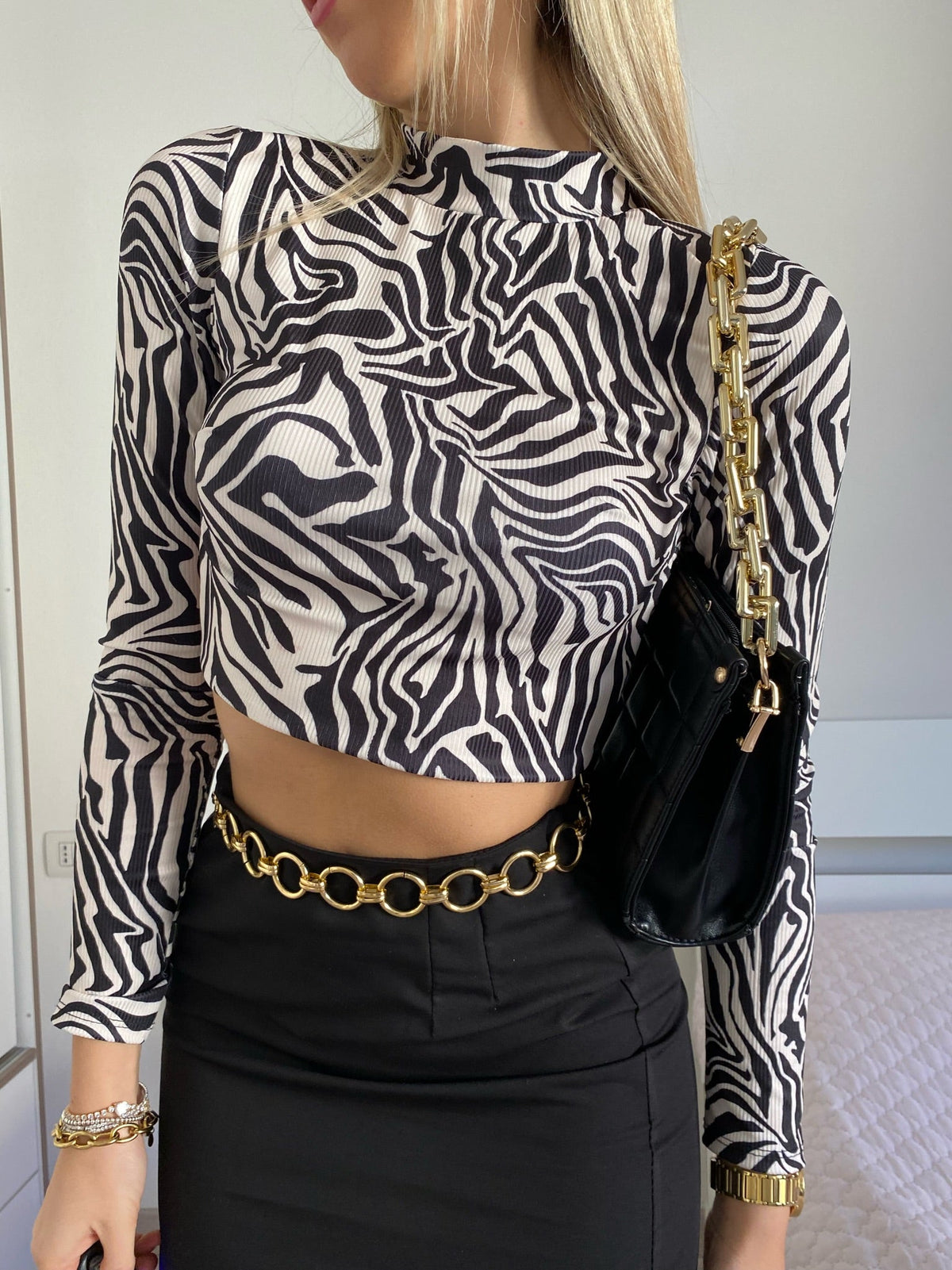 Crop top zebrato