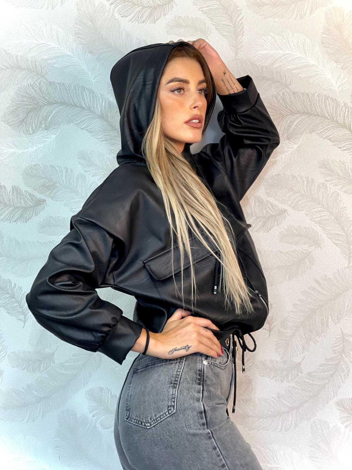Giubbino in eco pelle nero