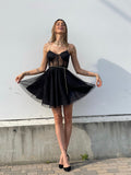 Abito corto in tulle nero