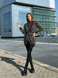 Cardigan in lurex zebrato nero