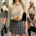Gonna in tweed nero beige