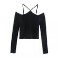 Crop top con incrocio collo