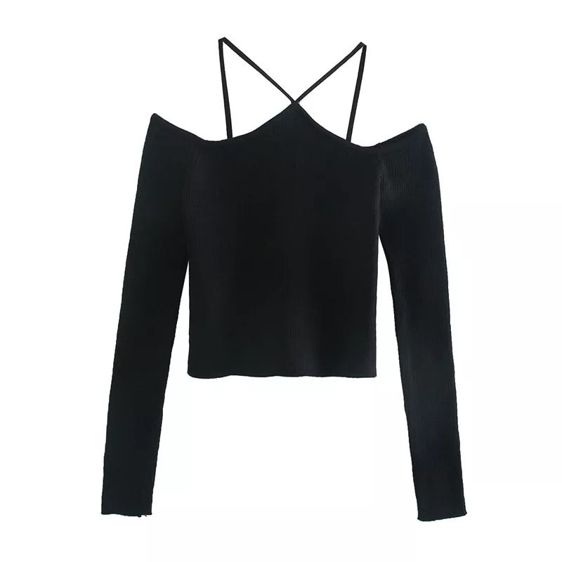 Crop top con incrocio collo