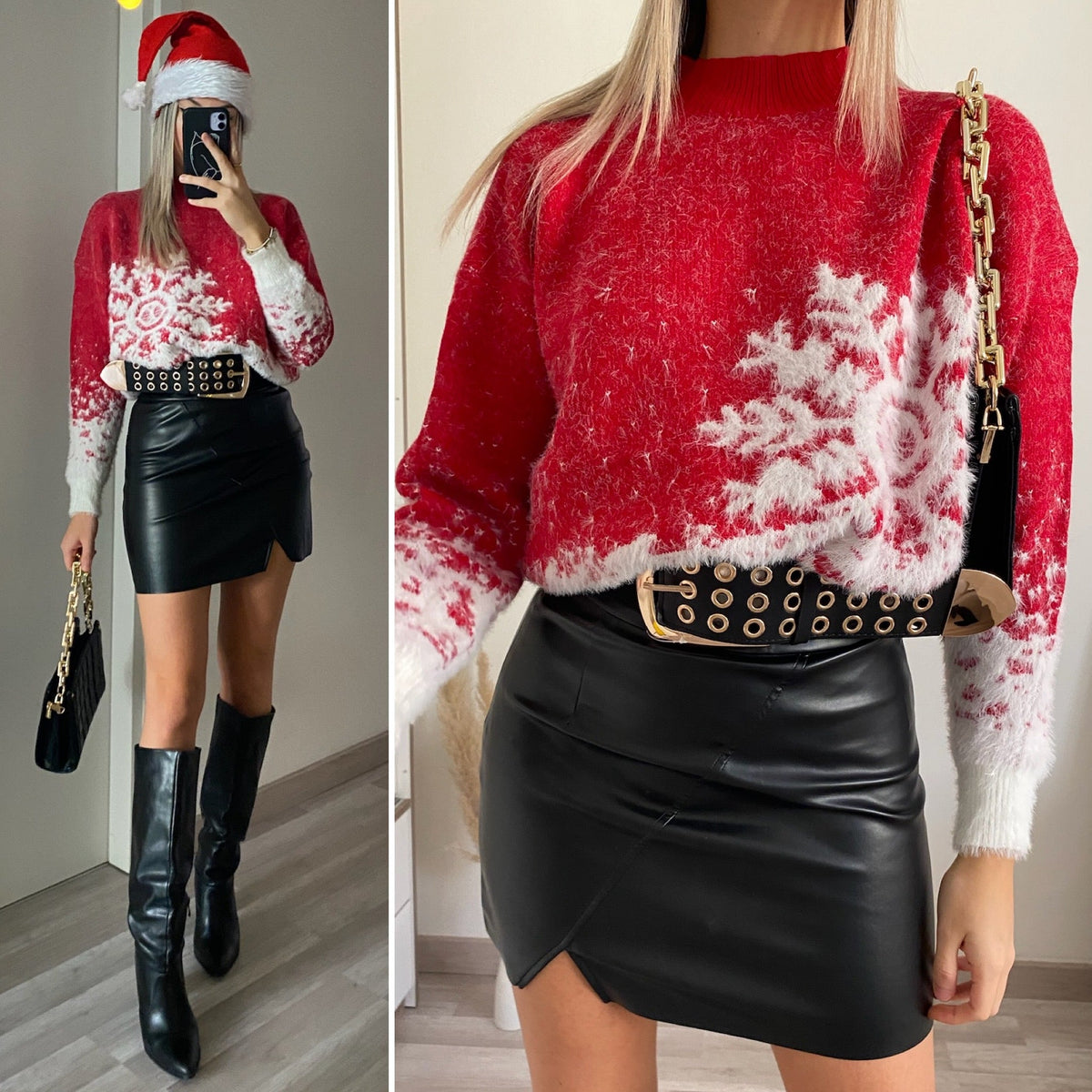 Maxi maglione con fiocco di neve