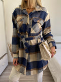 Giacca check nude e blu