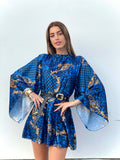 Abito etnico schiena aperta blu