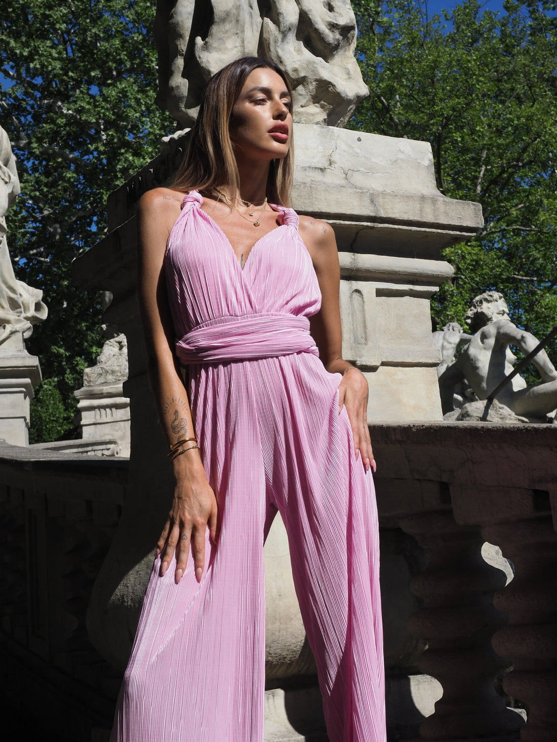 Tuta red carpet rosa plissè