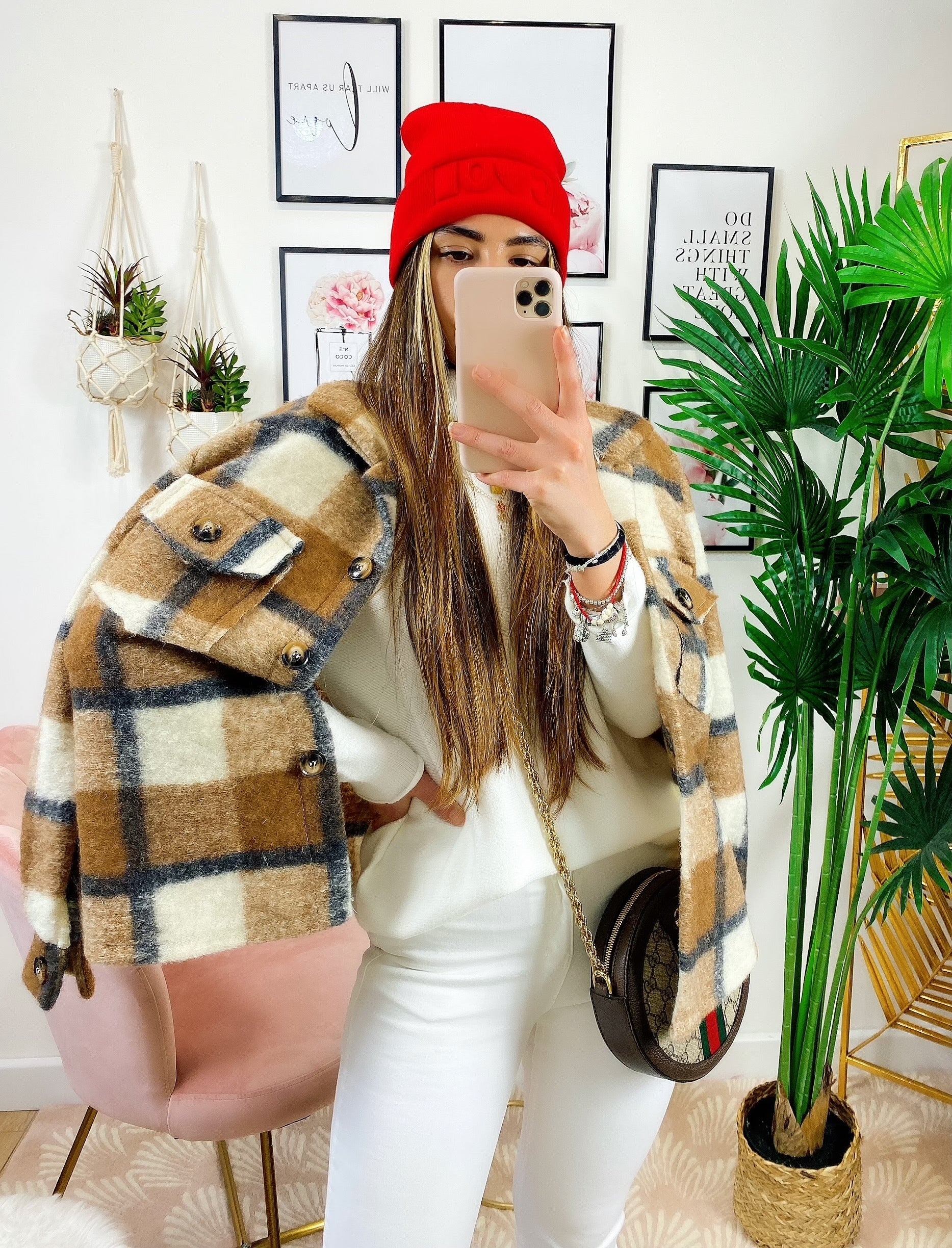 Giacca a quadri Camel