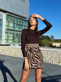Abito in maglia choco gonna a fantasia zebrata