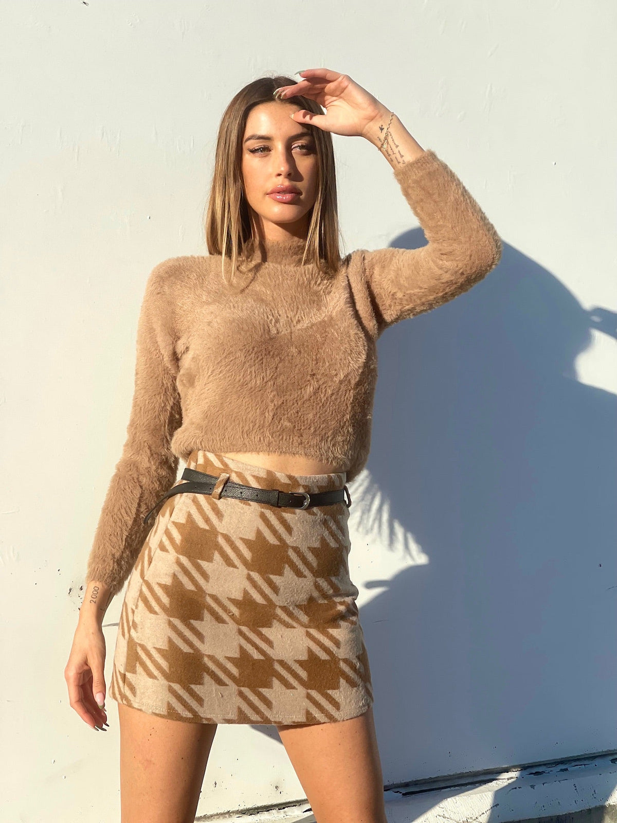 Maglioncino morbidissimo a collo alto camel