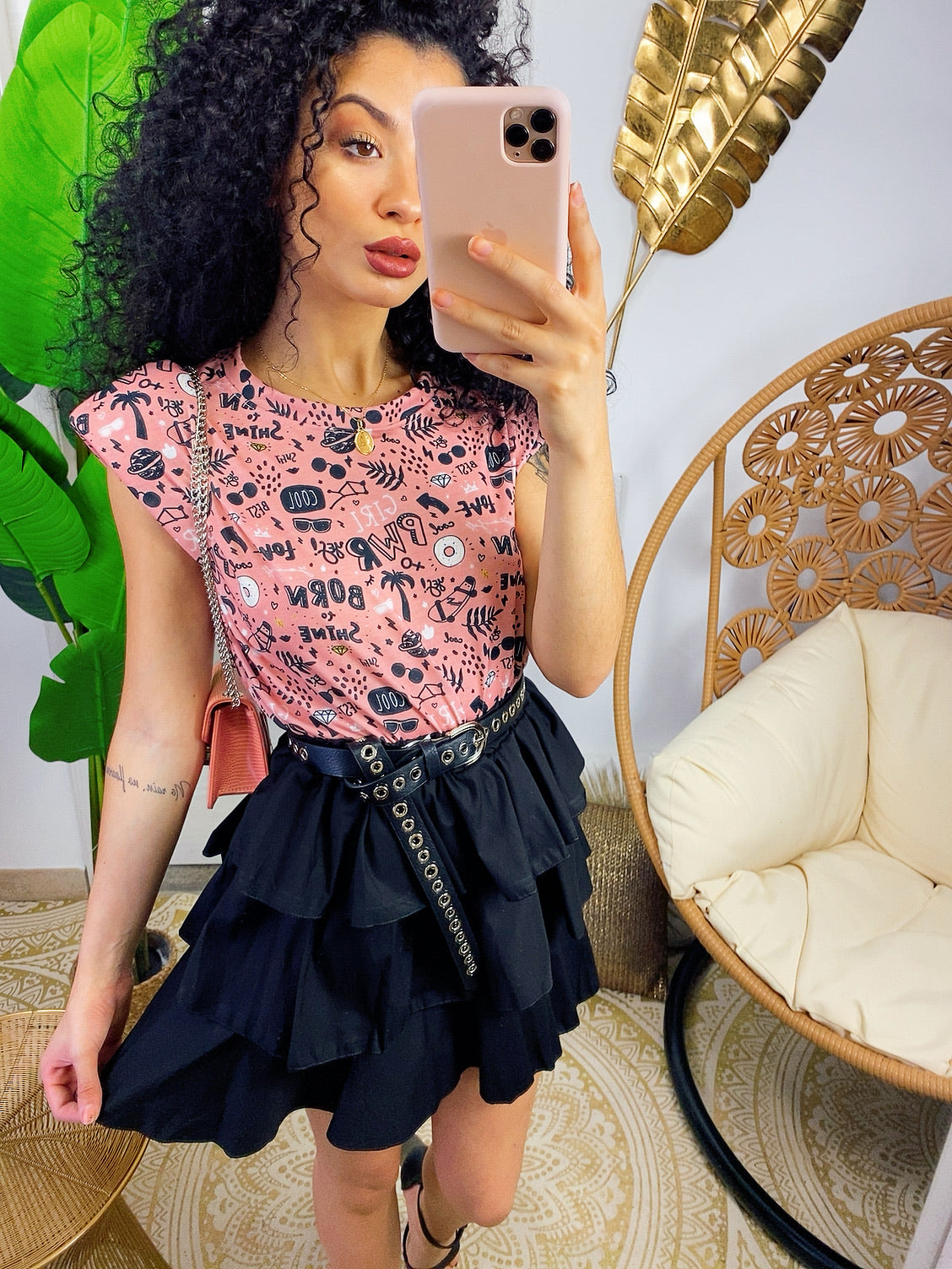 Maglia con spalline bombate rosa