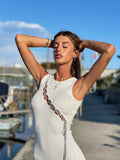 Abito a costine lace bianco