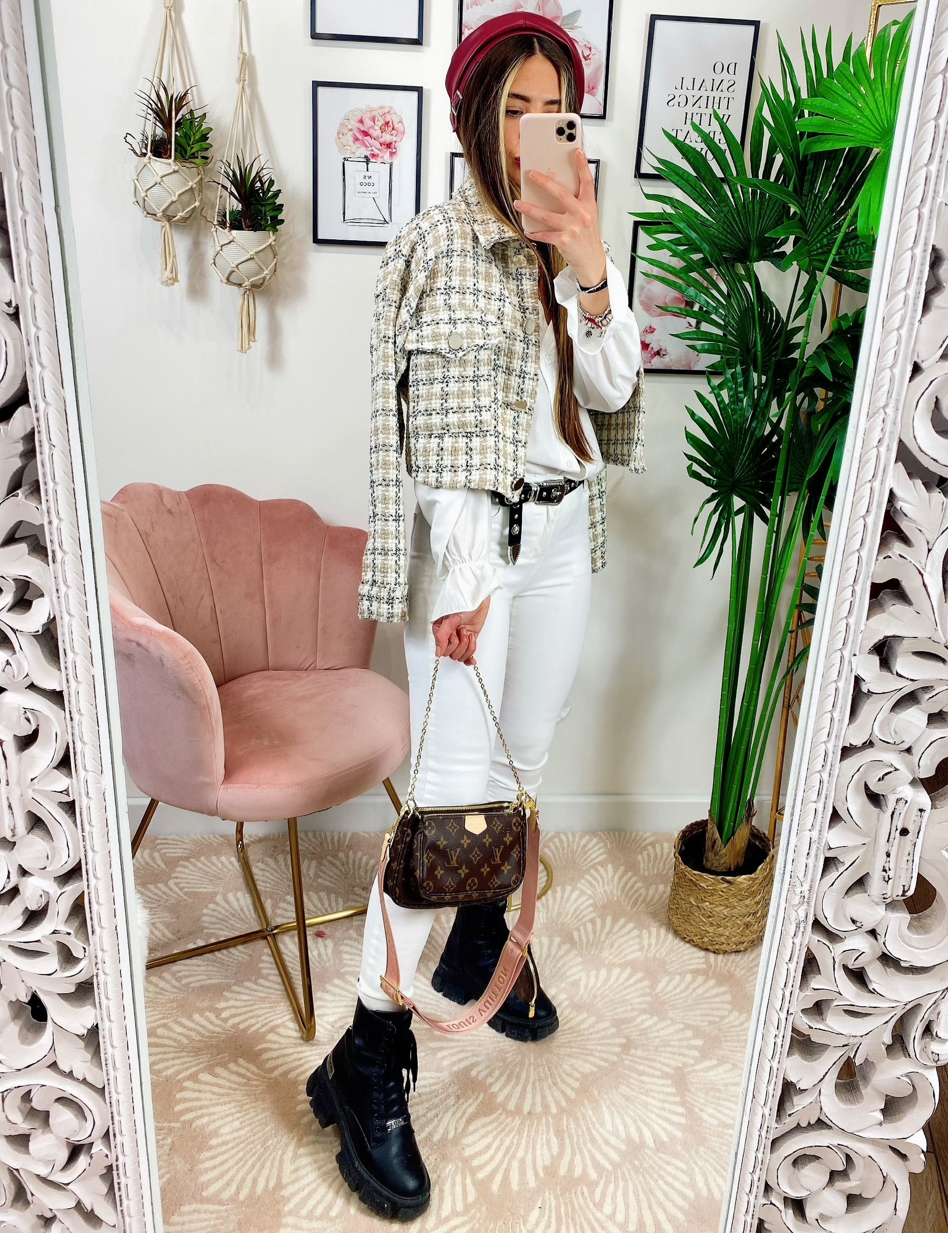 Giacca in tweed beige