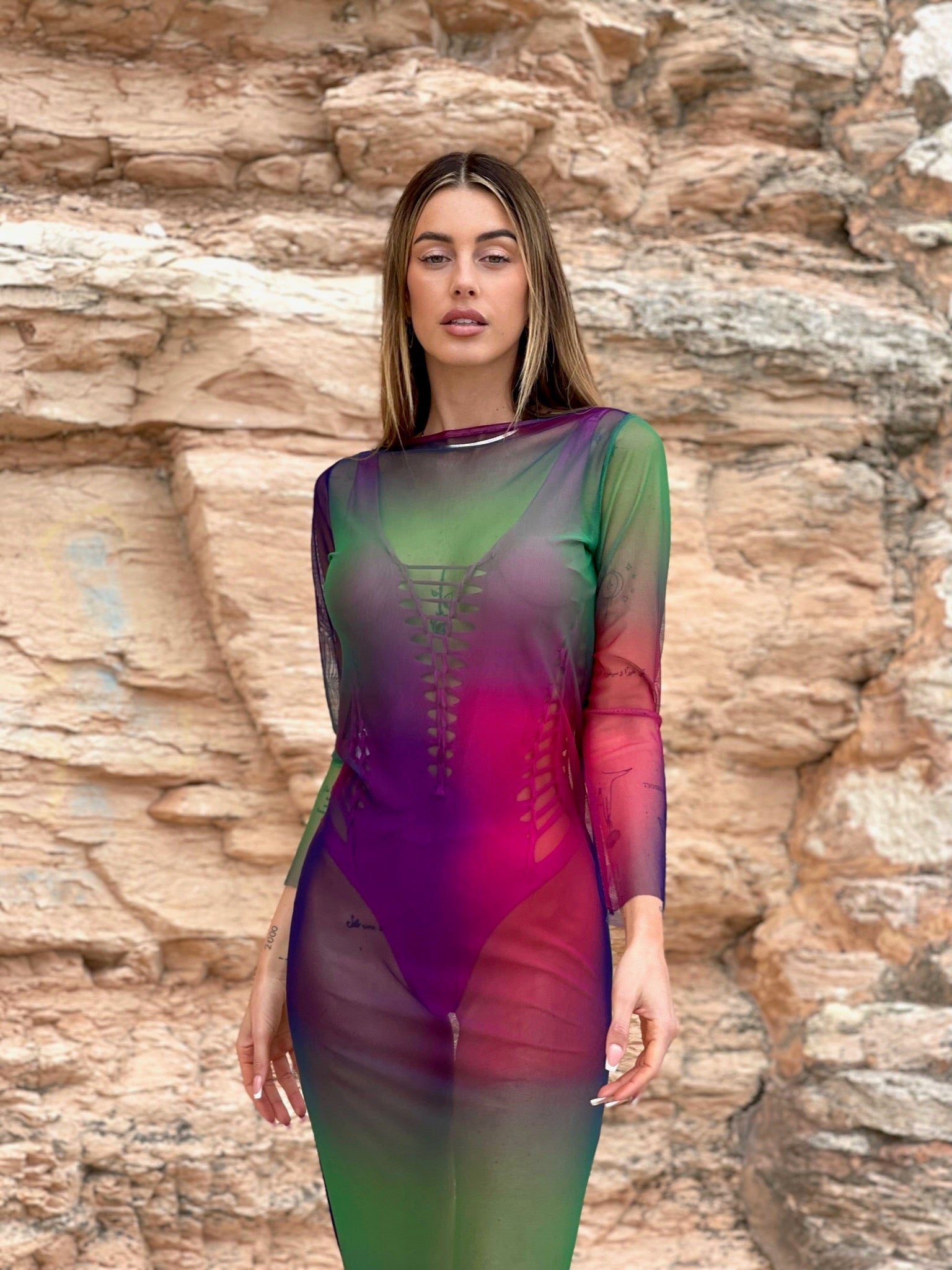 Abito in velo multicolor