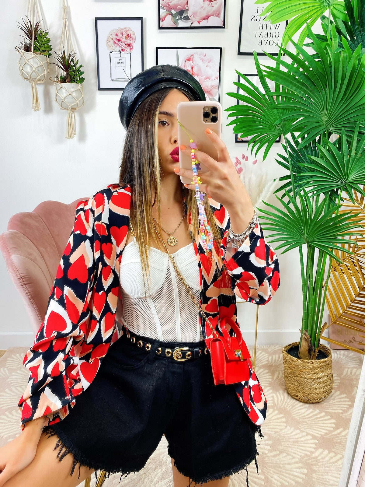 Giacca con Cuori base nera