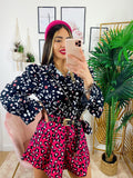 Camicia maculata con borsetta Nera