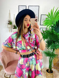 Completo etnico Short e Giacca base Fucsia