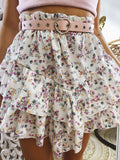 Gonna con balza e fiori asimmetrica bianca