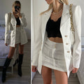Completo giacca e gonna bottoni oro bianco