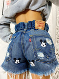 Short Levi’s Vintage con stampa topolino sfrangiato